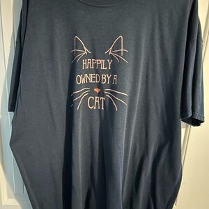 Happily Owned by a Cat T-Shirt - Blue